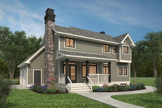 Exterior - Rear Elevation 1 for Farmhouse House Plan #47-943 - 3 bed, 2.5 bath
