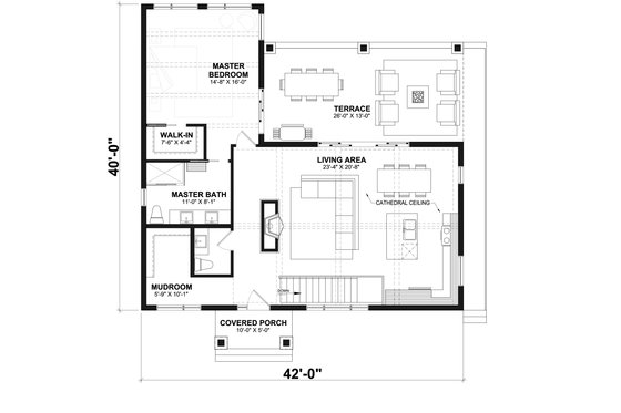 Floor Plan - Main Floor 1 for Contemporary House Plan #23-2739 - 3 bed, 2.5 bath