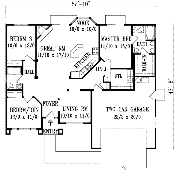 Adobe / Southwestern Floor Plan - Main Floor Plan #1-1126