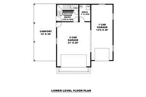 Floor Plan - Main Floor for Craftsman House Plan #117-982 - 1 bed, 1 bath