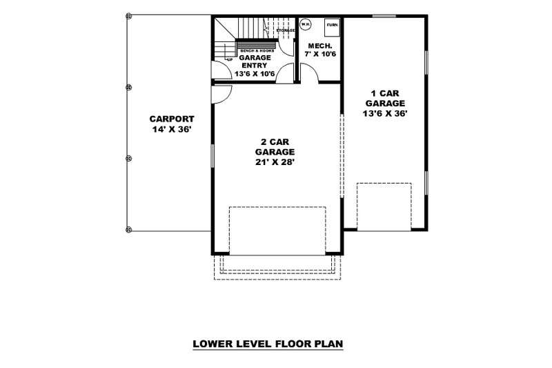 Architectural House Design - Floor Plan - Main Floor for Craftsman House Plan #117-982 - 1 bed, 1 bath