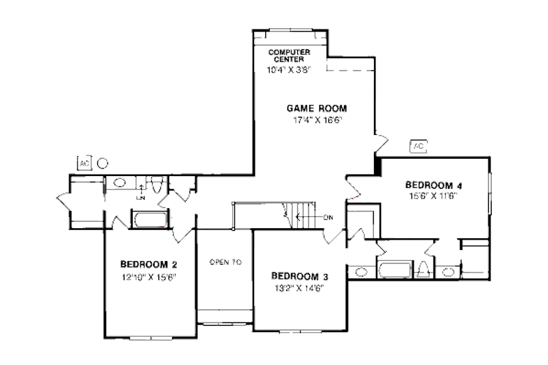 Home Plan - Floor Plan - Upper Floor for Country House Plan #20-200 - 4 bed, 3.5 bath