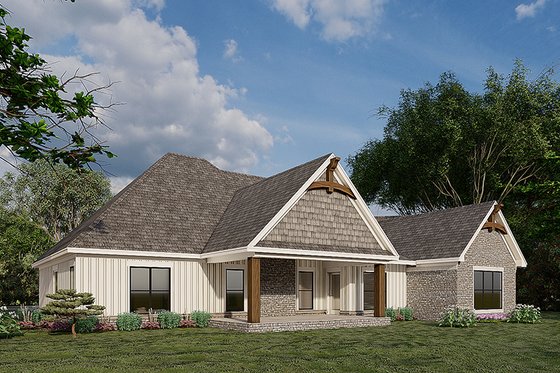 Exterior - Rear Elevation for European House Plan #923-180 - 3 bed, 2 bath
