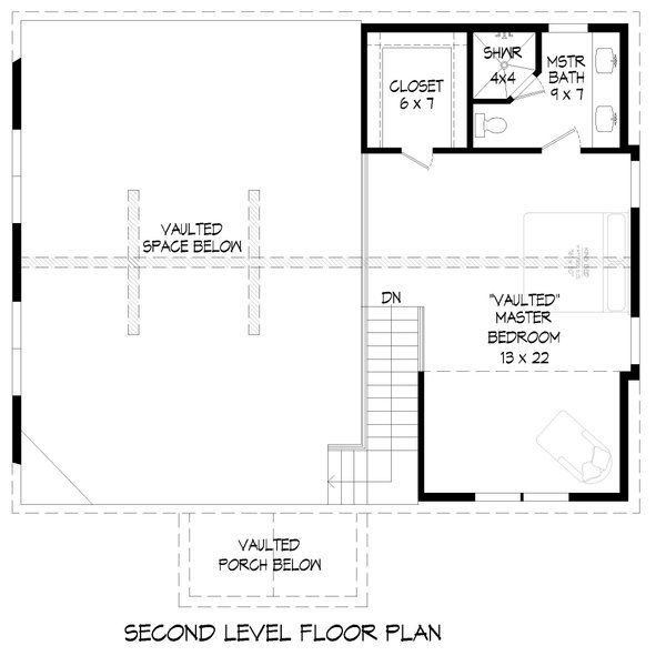 Southern Floor Plan - Upper Floor Plan #932-841