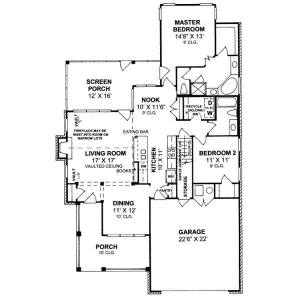 Architectural House Design - Traditional Floor Plan - Main Floor Plan #20-1419