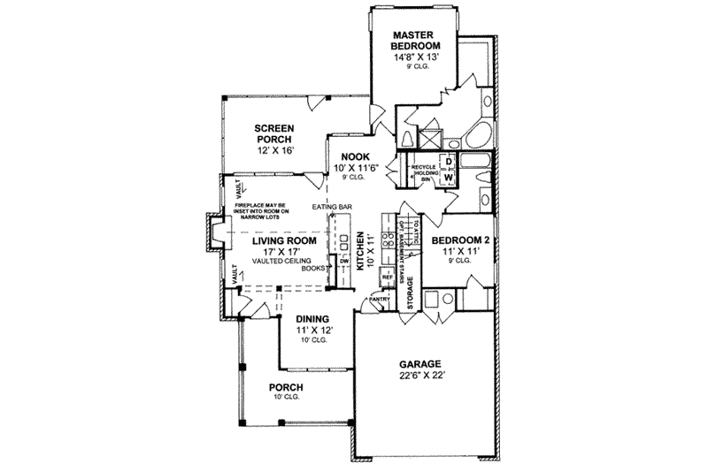 Dream House Plan - Floor Plan - Main Floor for Traditional House Plan #20-1419 - 2 bed, 2 bath