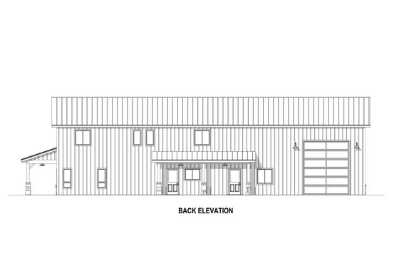 Exterior - Rear Elevation 2 for Barndominium House Plan #1084-8 - 3 bed, 2.5 bath