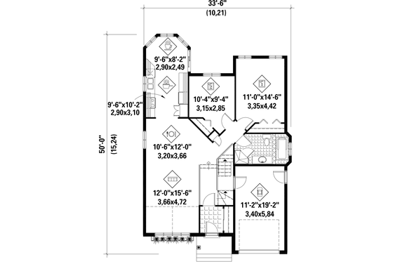 Floor Plan - Main Floor for Classical House Plan #25-4440 - 2 bed, 1 bath