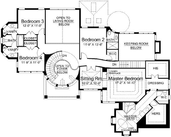 European Floor Plan - Upper Floor Plan #119-204