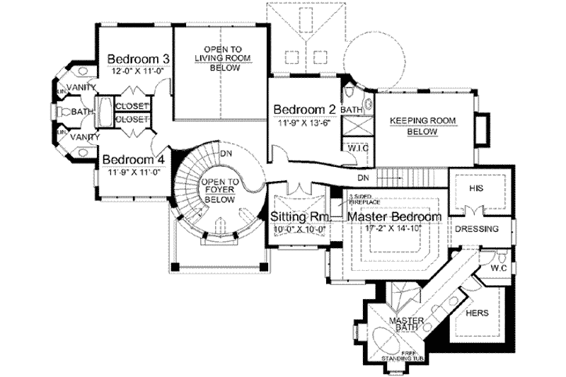 Dream House Plan - Floor Plan - Upper Floor for European House Plan #119-204 - 5 bed, 4 bath
