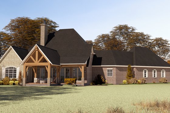 Exterior - Rear Elevation for European House Plan #17-3447 - 5 bed, 3.5 bath