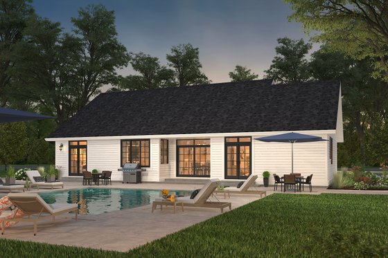 Exterior - Rear Elevation 1 for Country House Plan #427-10 - 3 bed, 2.5 bath