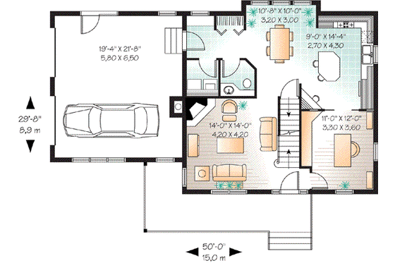 Floor Plan - Main Floor for Country House Plan #23-627 - 3 bed, 1.5 bath