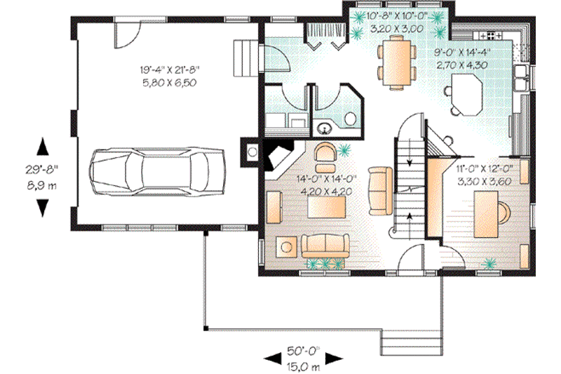 Dream House Plan - Floor Plan - Main Floor for Country House Plan #23-627 - 3 bed, 1.5 bath