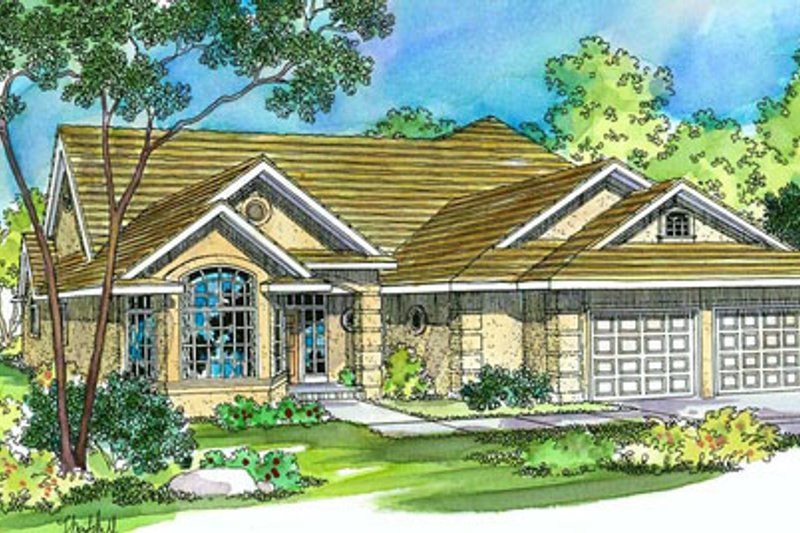 Architectural House Design - Mediterranean Exterior - Front Elevation Plan #124-356