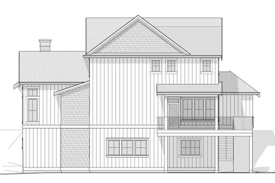 Exterior - Rear Elevation 2 for Farmhouse House Plan #1114-71 - 4 bed, 3.5 bath