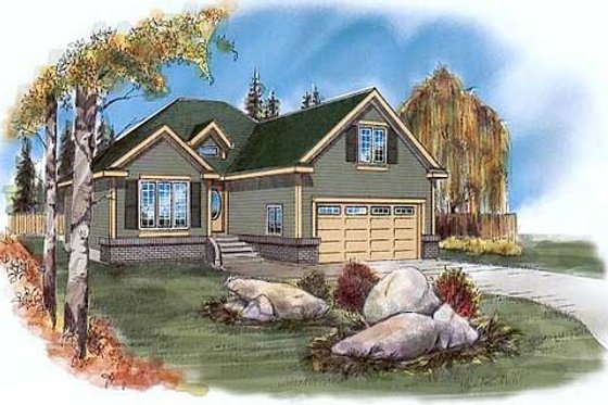 Exterior - Front Elevation for Traditional House Plan #409-114 - 3 bed, 2 bath