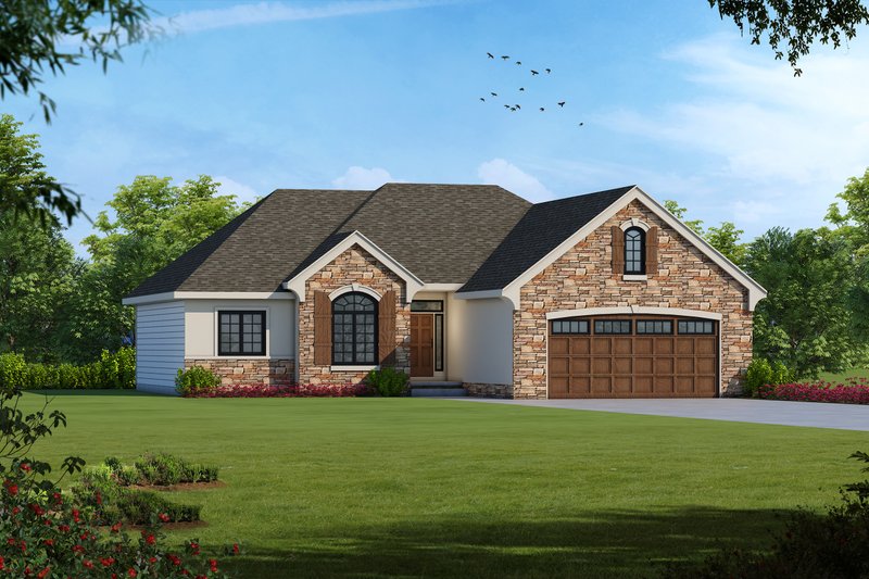 Dream House Plan - Exterior - Front Elevation 3 for European House Plan #20-2072 - 3 bed, 2 bath