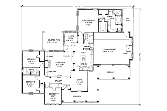 Floor Plan - Main Floor for Traditional House Plan #410-377 - 3 bed, 2 bath