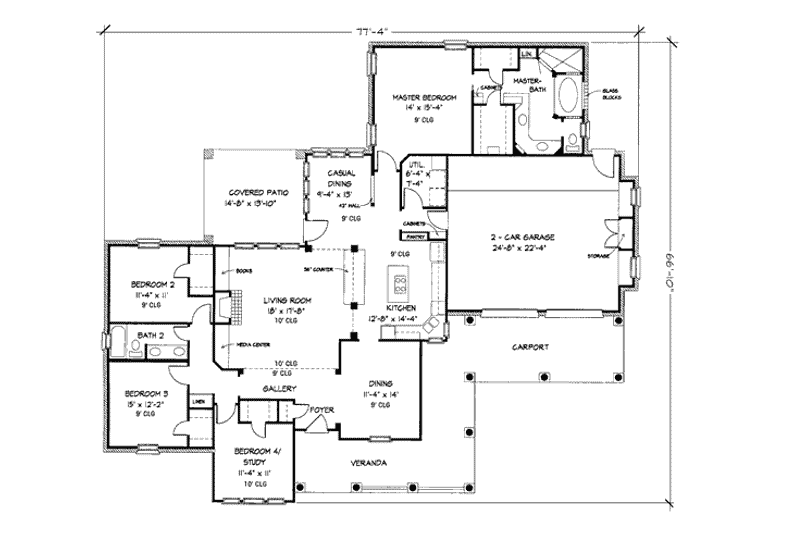 Home Plan - Floor Plan - Main Floor for Traditional House Plan #410-377 - 3 bed, 2 bath