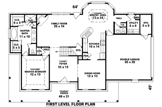 Floor Plan - Main Floor for Southern House Plan #81-775 - 3 bed, 2.5 bath