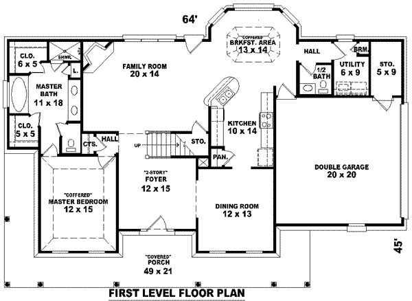 Floor Plan - Main Floor for Southern House Plan #81-775 - 3 bed, 2.5 bath