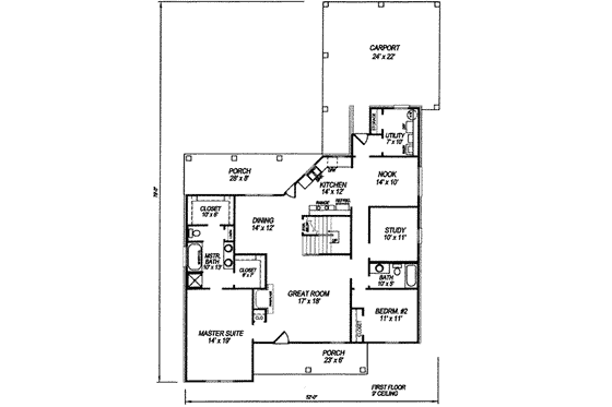 Floor Plan - Main Floor for Farmhouse House Plan #14-231 - 4 bed, 3 bath