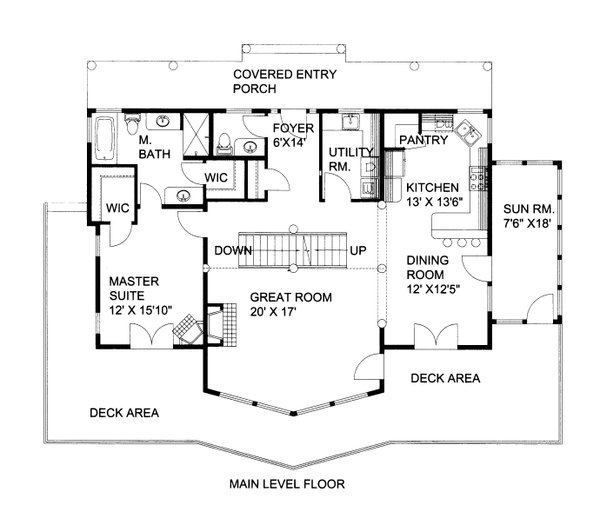 Architectural House Design - Floor Plan - Main Floor for Craftsman House Plan #117-1104 - 3 bed, 2.5 bath