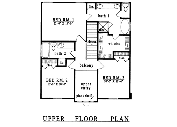 Traditional Floor Plan - Upper Floor Plan #42-203