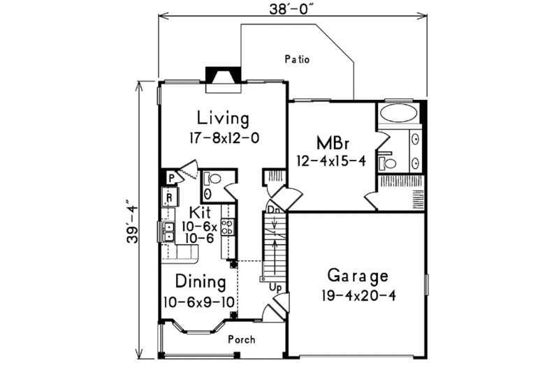 Architectural House Design - Floor Plan - Main Floor for Traditional House Plan #57-163 - 3 bed, 2.5 bath