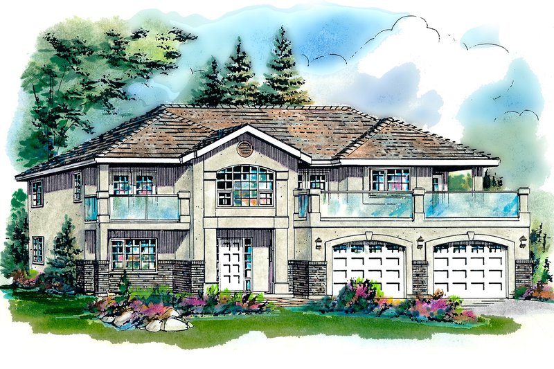 Home Plan - Mediterranean Exterior - Front Elevation Plan #18-253