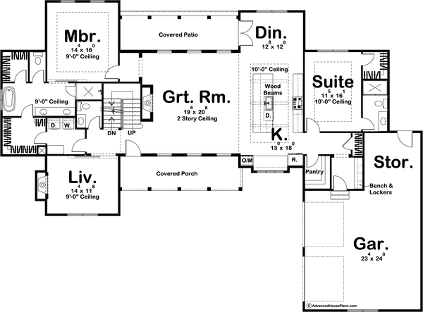 Architectural House Design - Farmhouse Floor Plan - Main Floor Plan #455-305