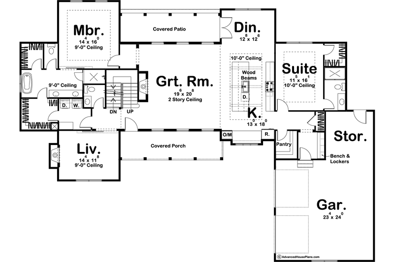 House Plan Design - Floor Plan - Main Floor for Farmhouse House Plan #455-305 - 5 bed, 3.5 bath