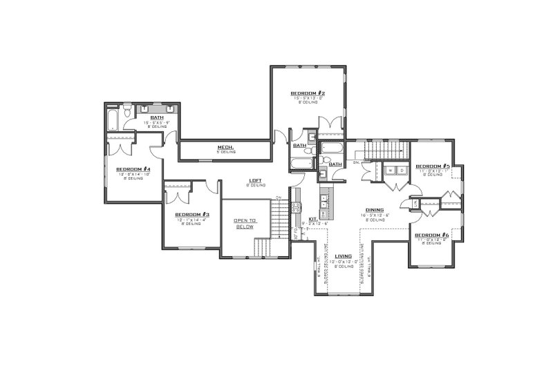 House Design - Floor Plan - Upper Floor for Farmhouse House Plan #1086-8 - 4 bed, 3.5 bath
