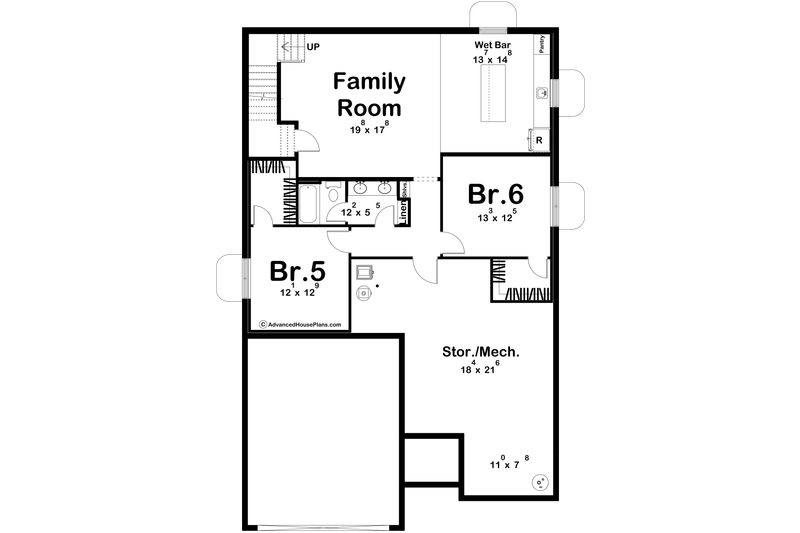 Home Plan - Floor Plan - Lower Floor for Farmhouse House Plan #455-773 - 4 bed, 4 bath