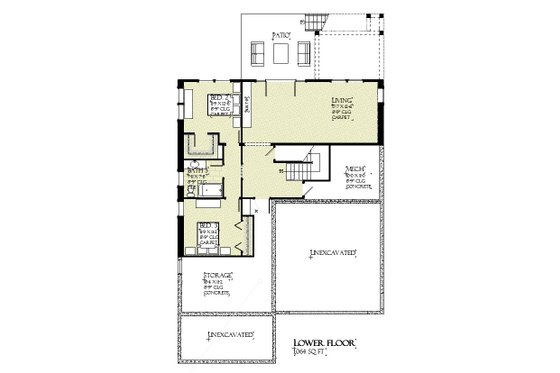 Floor Plan - Lower Floor for Ranch House Plan #901-157 - 3 bed, 2.5 bath
