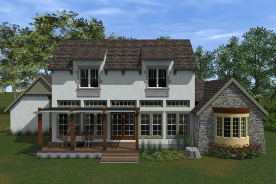 Exterior - Rear Elevation for Traditional House Plan #933-4 - 3 bed, 3.5 bath