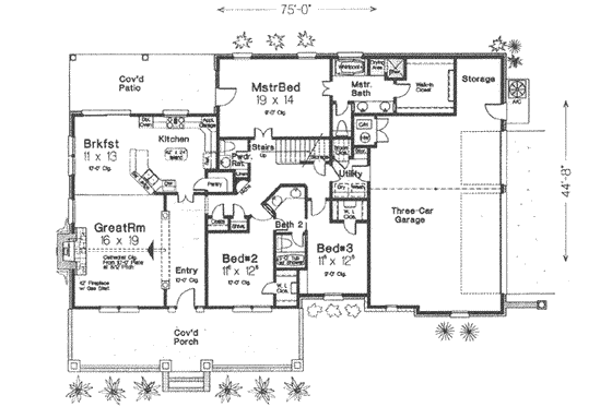 Floor Plan - Main Floor for Farmhouse House Plan #310-416 - 3 bed, 2 bath