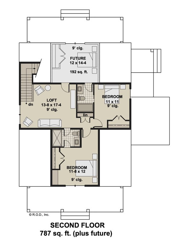 Architectural House Design - Farmhouse Floor Plan - Upper Floor Plan #51-1278