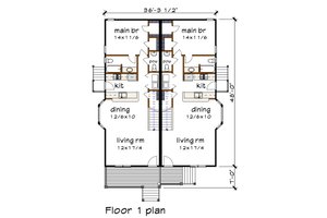 Floor Plan - Main Floor for Farmhouse House Plan #79-362 - 3 bed, 2 bath