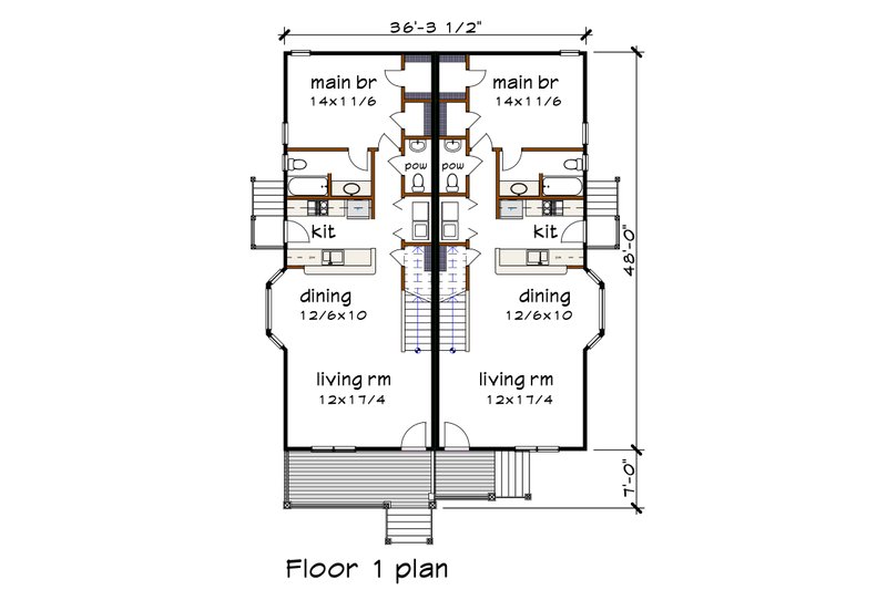 Home Plan - Floor Plan - Main Floor for Farmhouse House Plan #79-362 - 3 bed, 2 bath