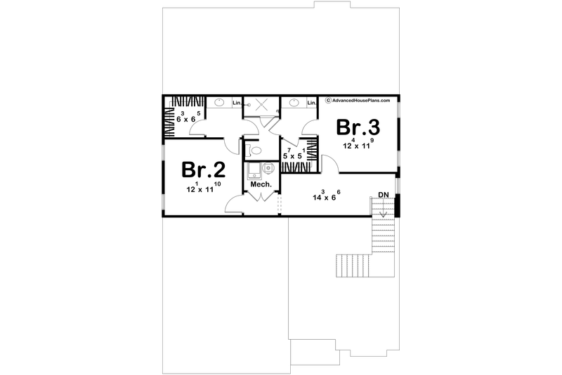 Architectural House Design - Floor Plan - Upper Floor for Cottage House Plan #455-778 - 3 bed, 2.5 bath