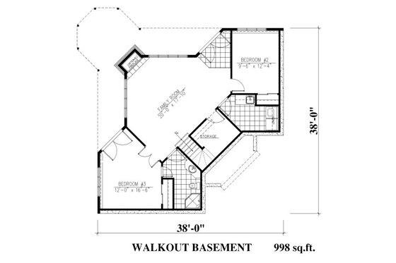 Floor Plan - Lower Floor for Traditional House Plan #138-340 - 3 bed, 2 bath