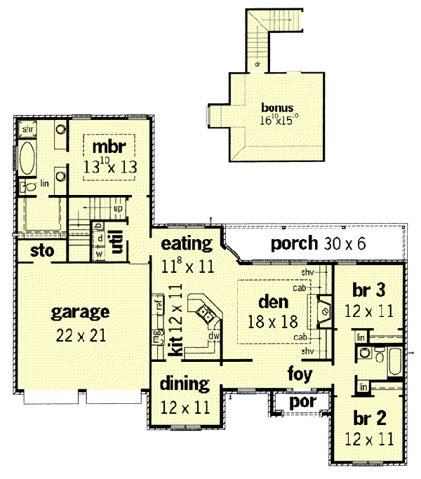 European Floor Plan - Main Floor Plan #16-132