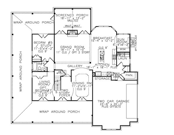 Home Plan - Farmhouse Floor Plan - Main Floor Plan #54-378