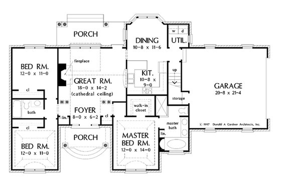 Floor Plan - Main Floor for European House Plan #929-55 - 3 bed, 2 bath