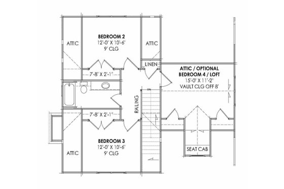 Floor Plan - Upper Floor for Farmhouse House Plan #1096-131 - 3 bed, 2.5 bath