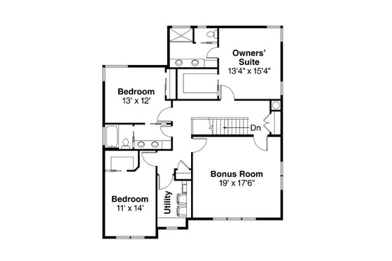 Floor Plan - Upper Floor for Traditional House Plan #124-1018 - 3 bed, 3 bath