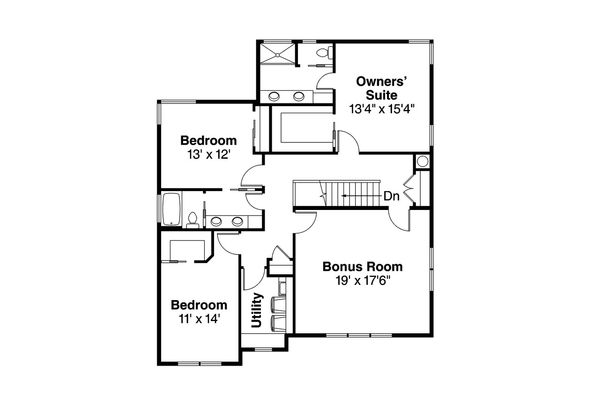Traditional Floor Plan - Upper Floor Plan #124-1018