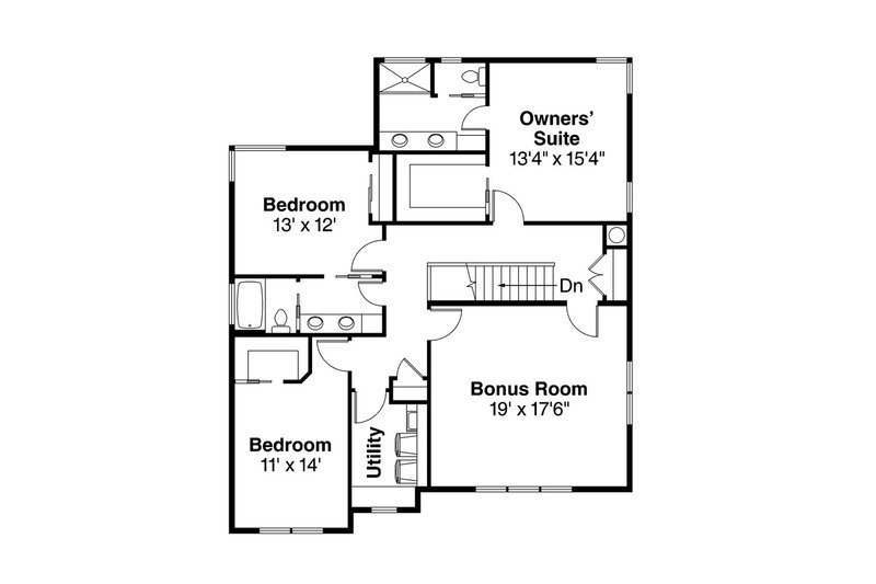Dream House Plan - Floor Plan - Upper Floor for Traditional House Plan #124-1018 - 3 bed, 3 bath